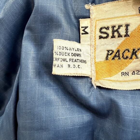 VTG 70s Ski Daddle Puffer Jacket Mens sz M Navy Blue Down Winter Snow - Picture 3 of 8